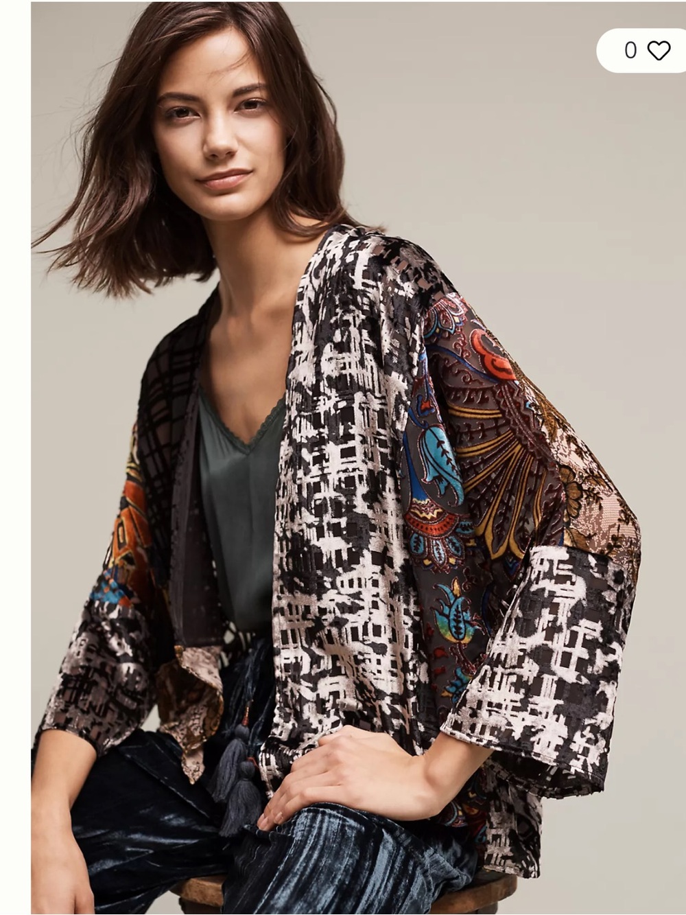 Anthropologie Floreat Velvet Muse Kimono Top OS